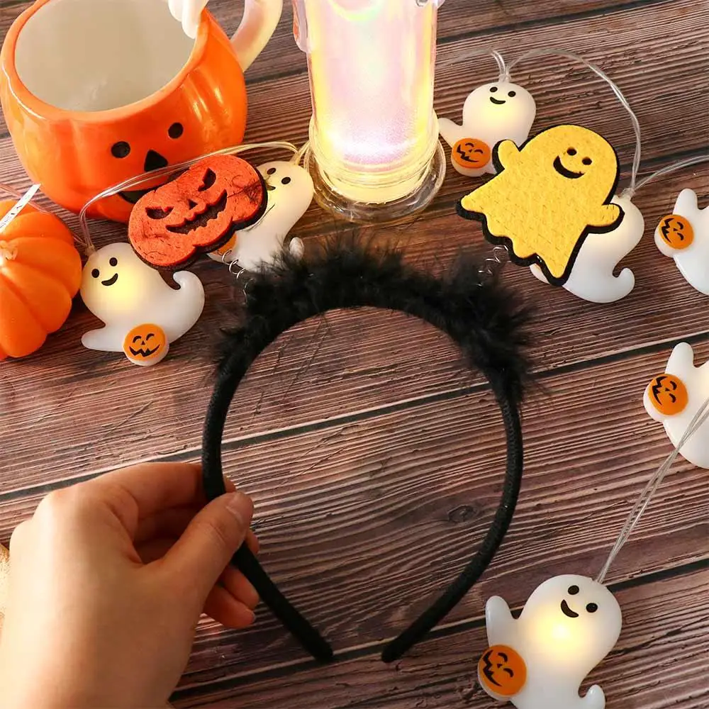 Cartoon Halloween Feather Headband Spider Witch Hat Pumkin Hairband Hairband Performance Props Ghost Headband Halloween Party