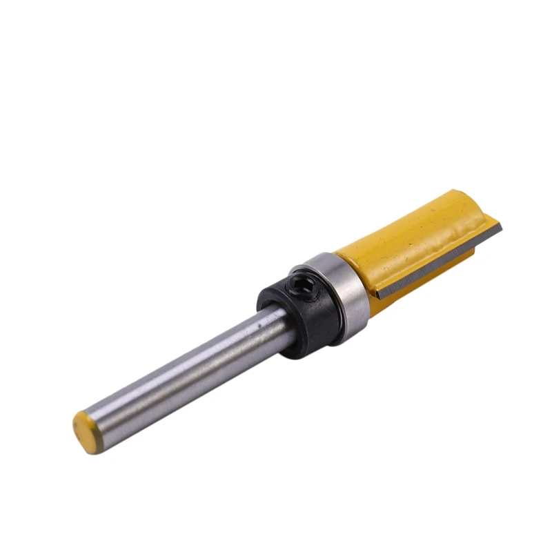 ABJA-3Pcs 1/4 นิ้ว Flush Trim Router บิตรูปแบบบิตด้านบนและด้านล่างแบริ่ง 1/2 นิ้วใบมีดแม่แบบขอบไม้เครื่องตัด Trimmer Carpe
