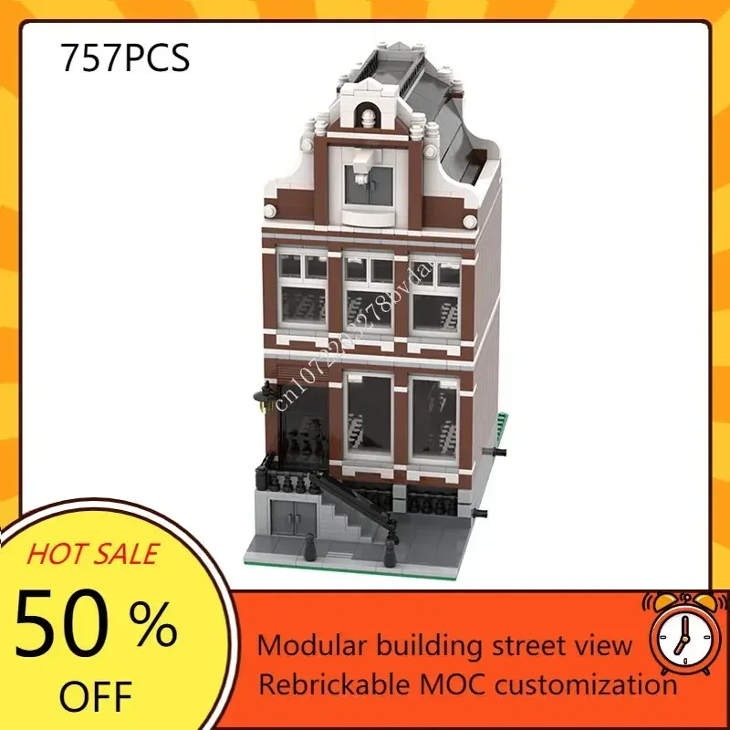 No.1 Grachtenhuis Modulaire Moc Creatieve Straatbeeld Model Bouwstenen Architectuur Doe-Het-Zelf Onderwijs Assemblage Model Speelgoed Geschenken