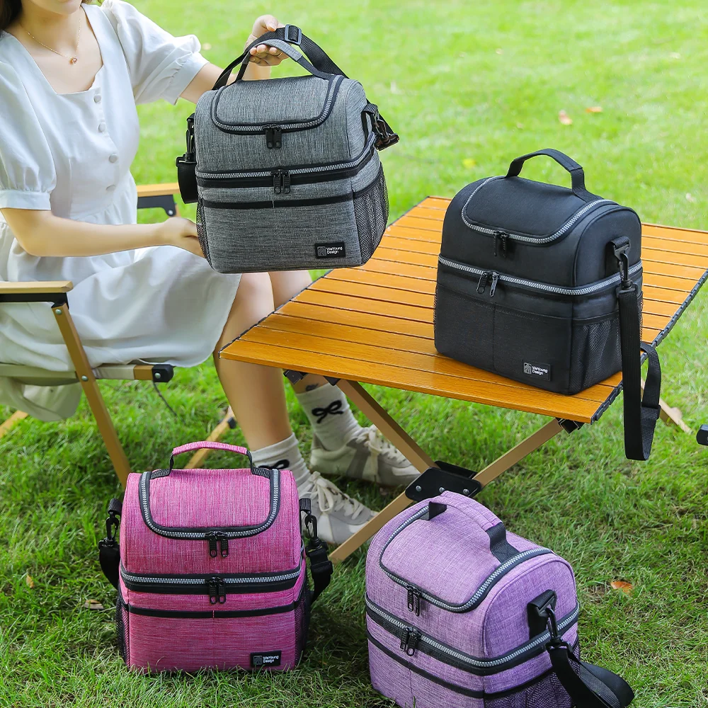 11L Doppelschicht Isolierung Mittagessen Tasche Tragbare Arbeitstasche PEVA Wasserdichte Große Kapazität Outdoor Picknick Camping Tasche ﻿
