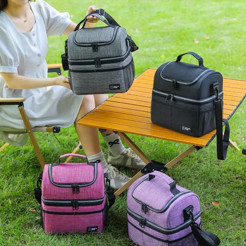 Imagen 1 del producto Bolsa de almuerzo aislante de doble capa de 11L, bolsa de trabajo portátil PEVA, impermeable, de gran capacidad, bolsa de Camping para pícnic al aire libre 