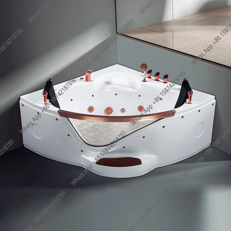 Acrylic Luxury Surf Jacuzzi Household Bubble Bath Intelligent Thermostatic Heating Fan Shaped Double Bath