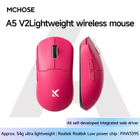 MCHOSE A5 V2 Ultra Wireless Gaming Mouse A5 Pro Max Bluetooth Tri-Mode PAW3395 Ergonomia 4K/8K Leve E-Sports Mouse PC
