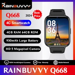Rainbuvvy-reloj inteligente Q668 para hombre, 4G LTE, 4GB de RAM, 64GB de ROM, pantalla grande de 1,99 pulgadas, cámara Dual de 5MP, Quad Core, 930mAh, Android 9,0