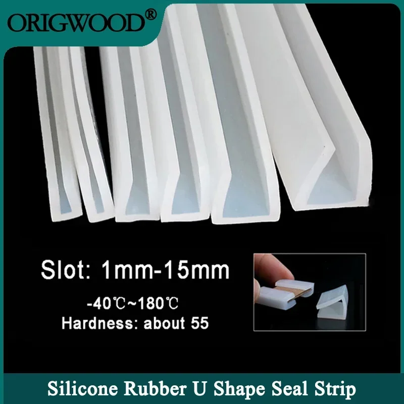 1M Silicone Rubber U Shape Seal Strip Solid Gasket White Soft Window Car Door Shower Frameless Glass Edge Weatherstrip Protect