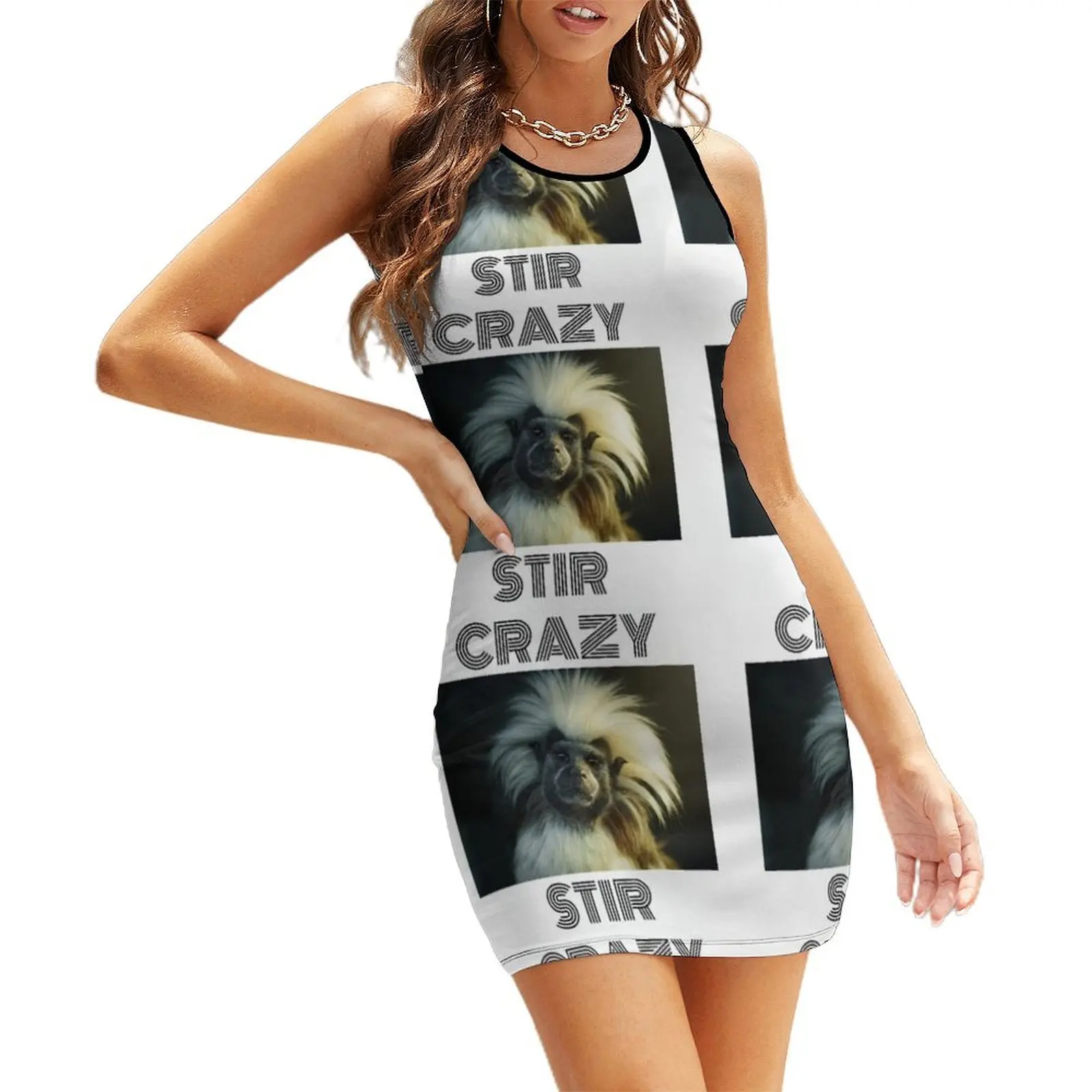 

Lockdown, stir crazy, bad hair day, monkey Sleeveless Sundress dress women elegant luxury summer dress for women 2025 Beachwear