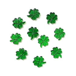 10pcs Lovely Lucky Leaf Combination Glass Four-Leaf Clover Ornament Simulation Plant Mini Christmas Home Decor Charm Accessories