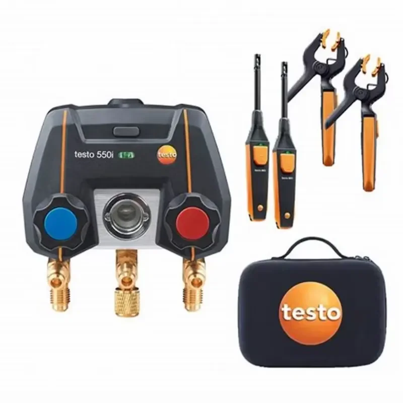 WAP01 Testo 550i Intelligent Digital Gauge with Bluetooth Double Way Valve Set Large Display