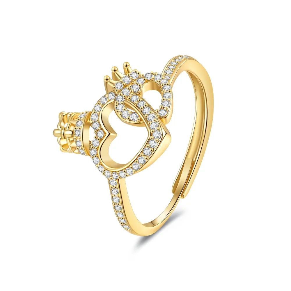 جديد الأميرة تاج الحب الدائري المرأة النمط الأوروبي والأمريكي أزياء شخصية السبابة البنصر