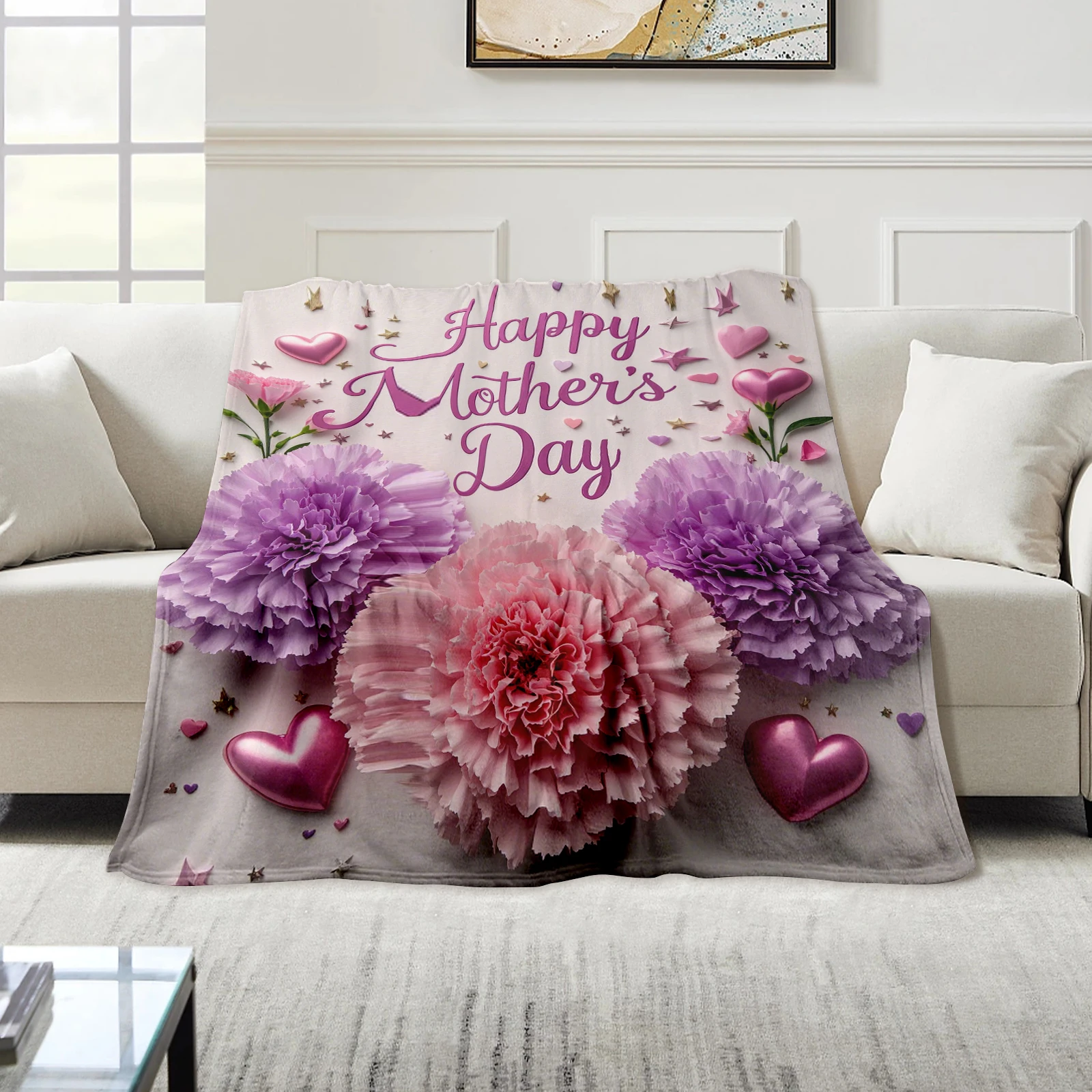 Mothers Day Special Flannel Blanket Adorned With Flowers Conveying Best Wishes To Mother