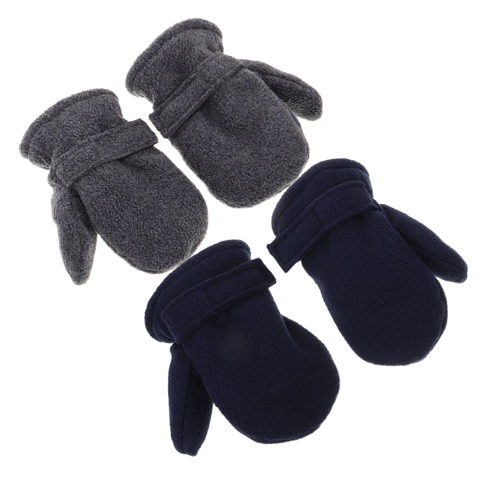 

2pcs Thermal Gloves: Soft Fleece Insulated Mittens For To 4 With Hook-And-Loop Fastener Warm Winter