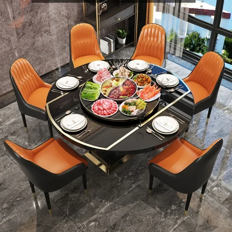 プレミアムライト高級多機能ダイニングテーブルと椅子の組み合わせ暖かいターンテーブル家庭用モダンなシンプルさ