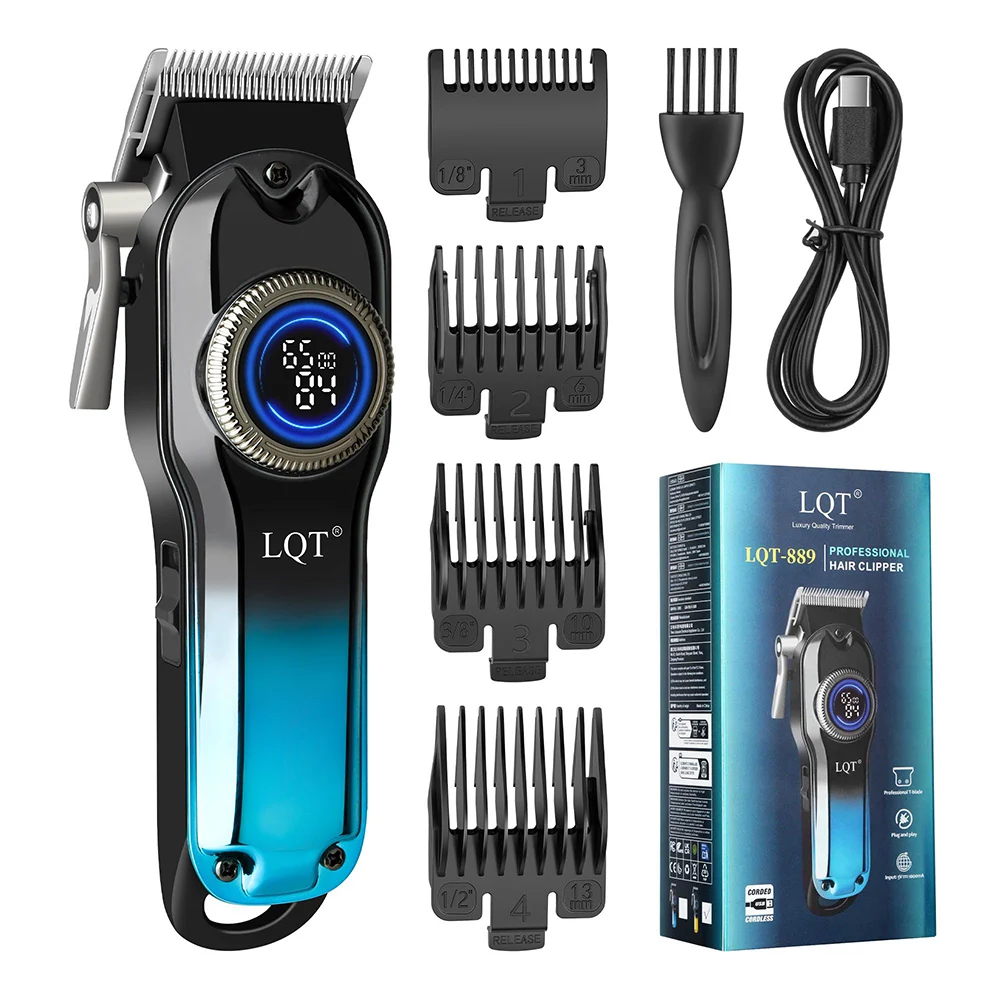Elektrischer Haarschneider für Männer mit LCD-Bildschirm, Wiederaufladbar, Kabellos, Friseur-Haarschneideset, Elektrischer Haarschneider – Detail 1