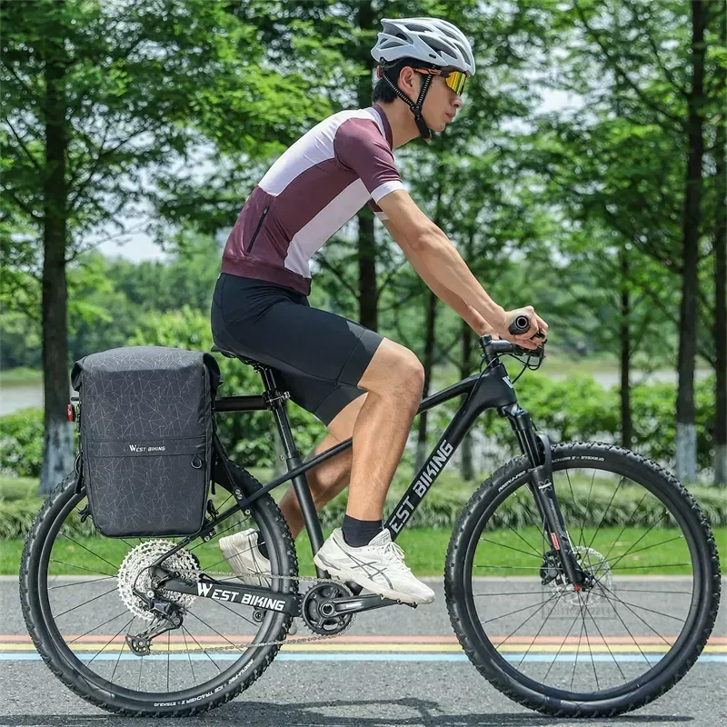 WEST BIKING Multifunctional Bike Pannier Bag 17-29L Expandable Cycling Backpack  Cargo Carrier Quick Release Rear Side 