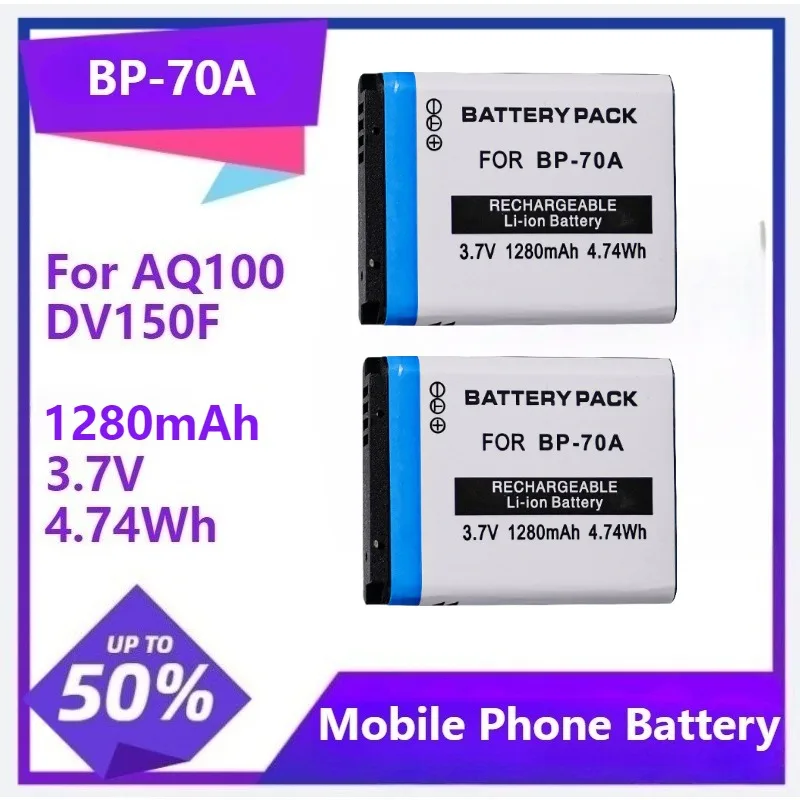 

BP-70A Brand-New Battery For AQ100 DV150F ES65 ES67 ES74 ES75 ES80 MV800 ES90 ES70 ES71 ES73 1200mAh 4.74Wh 3.7V