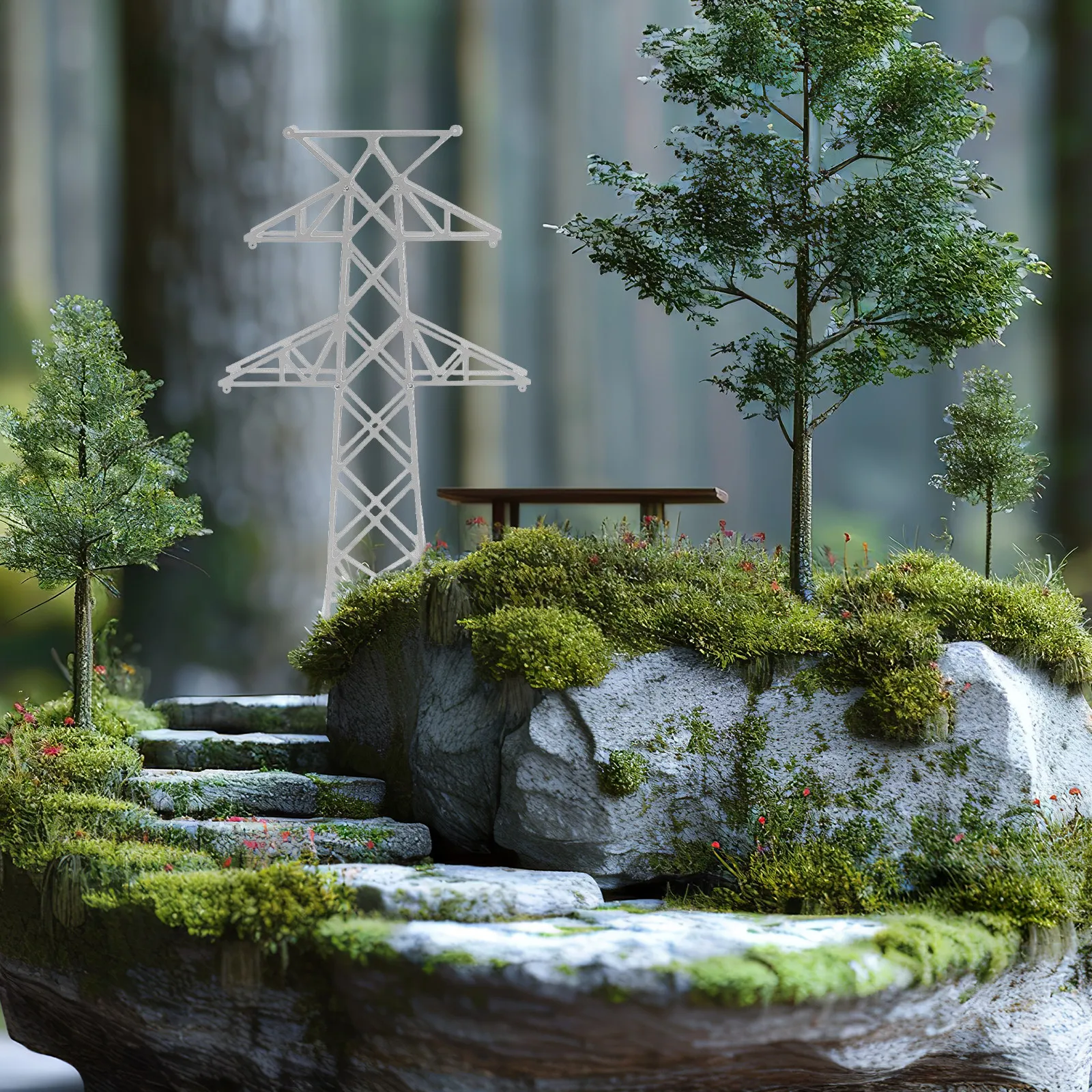 Electric Tower Architectural Micro Landscape DIY Building Kit for Train Table Scenery Accessories Garden Village