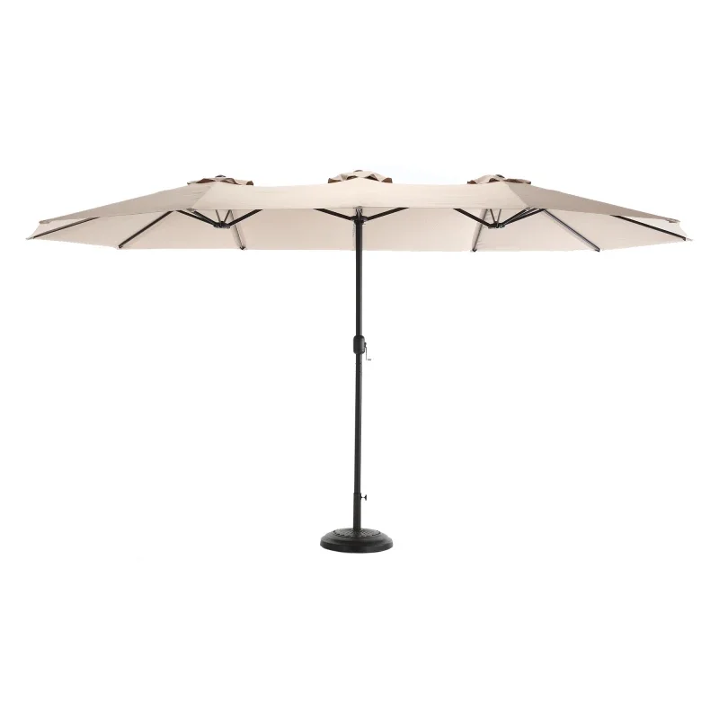 2026 14.8 Ft Double Sided Outdoor Rectangular  Umbrella Easy Operation with Powerful Shading Effect and Crank for Beach Use