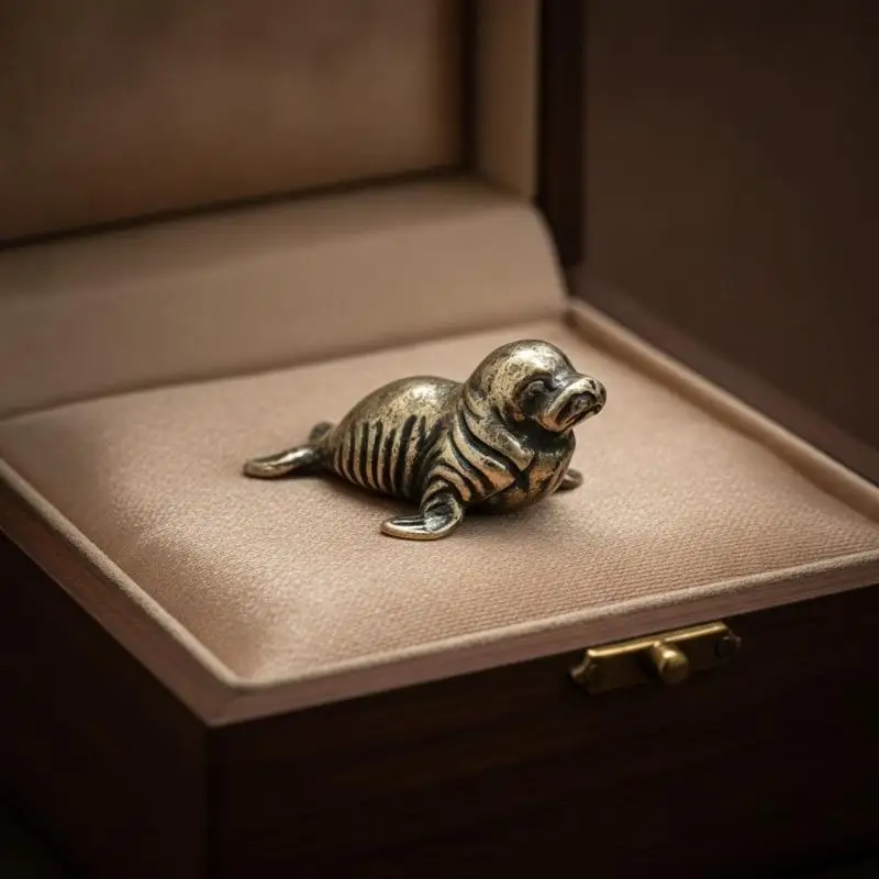 Vintage-Tierfiguren: Kleine Robben-Statue als Ornament, perfekt für die Dekoration von Zuhause, Büro und Schreibtisch, ideal als Geschenk. – Detail 7