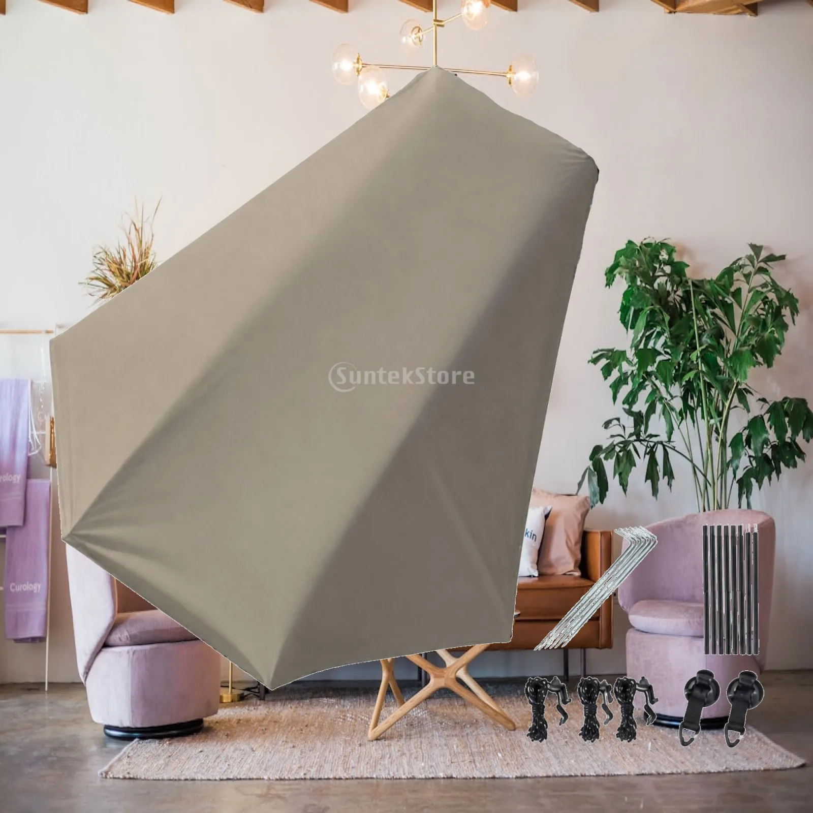 Portable SUV Awning Car Side Tent Rear Canopy Polyester Silver Backing Shade Shelter for Camping Road Trip Outdoor Picnic Use