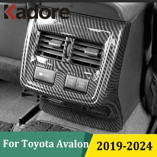 For Toyota Avalon 2019-2021 2022 2023 Carbon Fiber Rear Armrest Air Conditonnal Vent Cover Trim AC Outlet Interior Accessories