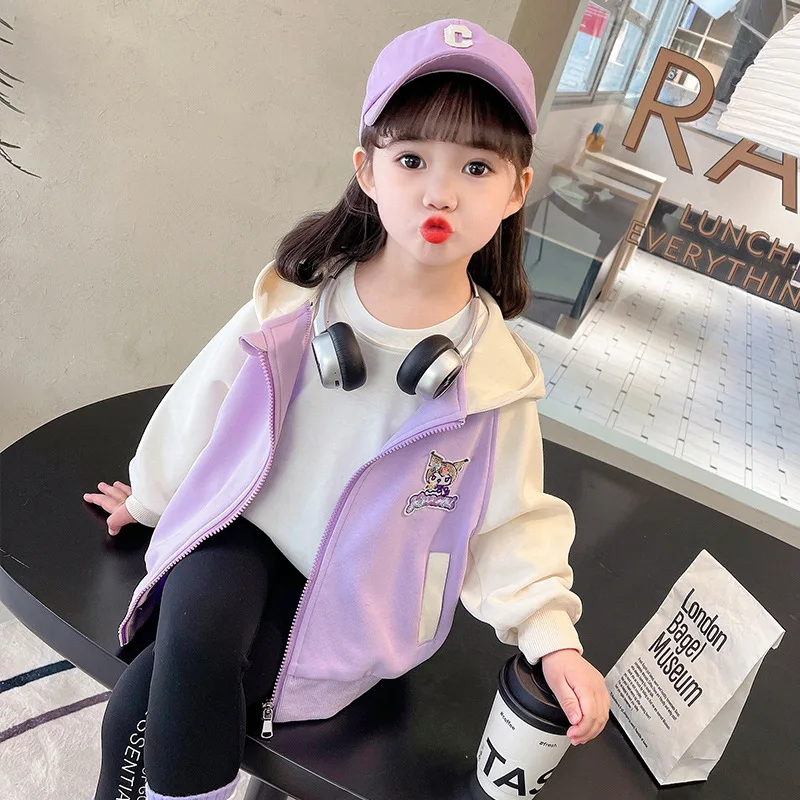 Kuromi Anime Kawaii Sanrio Ins Fashion Baseball Coat primavera autunno Cute Cartoon manica lunga felpa con cappuccio giacca abbigliamento regali giocattoli