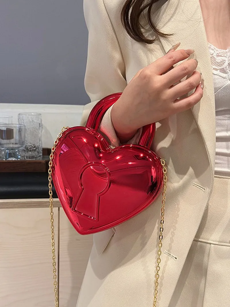 2024 novo mini crossbody corrente bolsa de ombro acrílico moda amor forma doce cor geléia bolsa feminina festa jantar saco