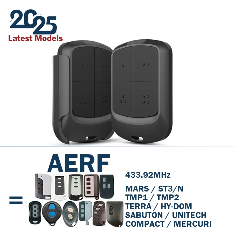 

433MHz Garage Door Opener Remote Control Compatible with AERF TMP1 MARS NITECH COMPACT MERCRIB HY-DOM TMP2 SABUTON ST3/N TERRA