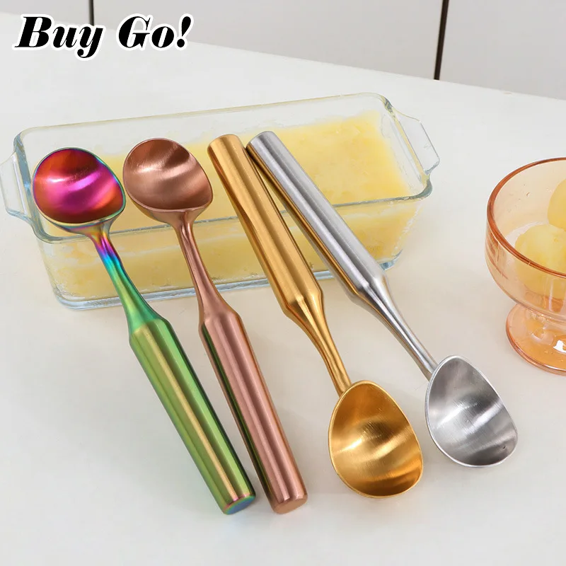 

Stainless steel ice cream scooper summer ice cream spoon fruit scorer gadget long handle ice cream spoon