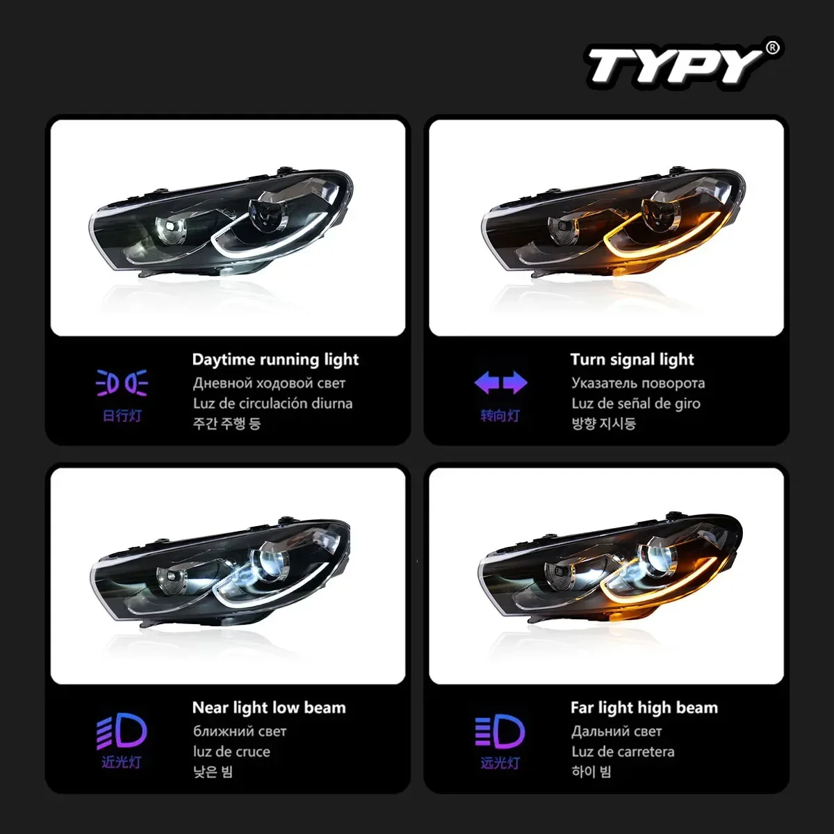 

TYPY New LED Head Lamp Upgrade Modified For VW Scirocco Headlights 2009-2016 Dynamic Signal Head Lamp Auto Accessories