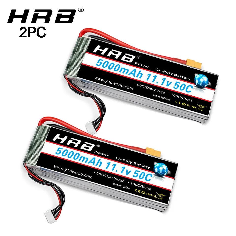 2PC HRB 2S 3S 4S Lipo Battery 7.4V 11.1V 14.8V 1300mah 3000mah 4000mah 5000mah 6000mah for RC Car Truck Monster Drone Boat