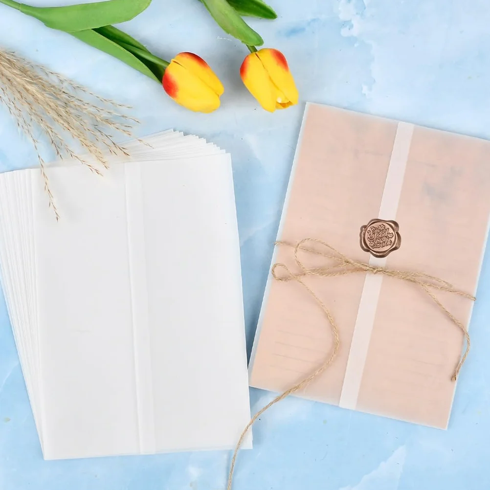20pcs Transparent Paper Invitation Wraps Replacements Universal Wedding Card Jackets Folding Envelope Covers Multi-Use Paper
