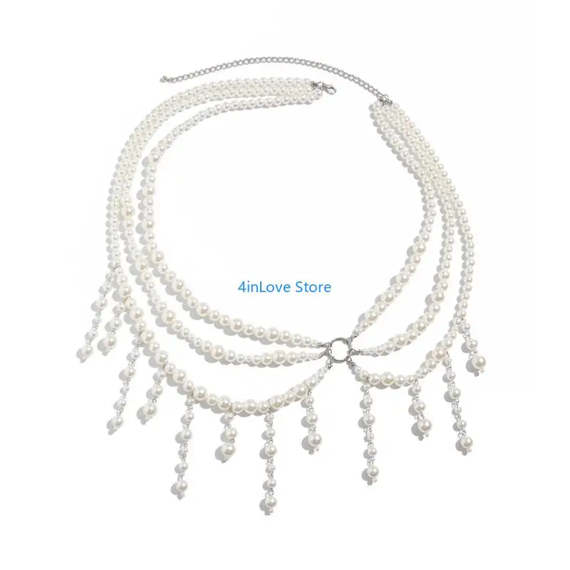 T4MD Statement Pearls Body Chain Bra Jewelry Accessory to Enhances Any Ensembles