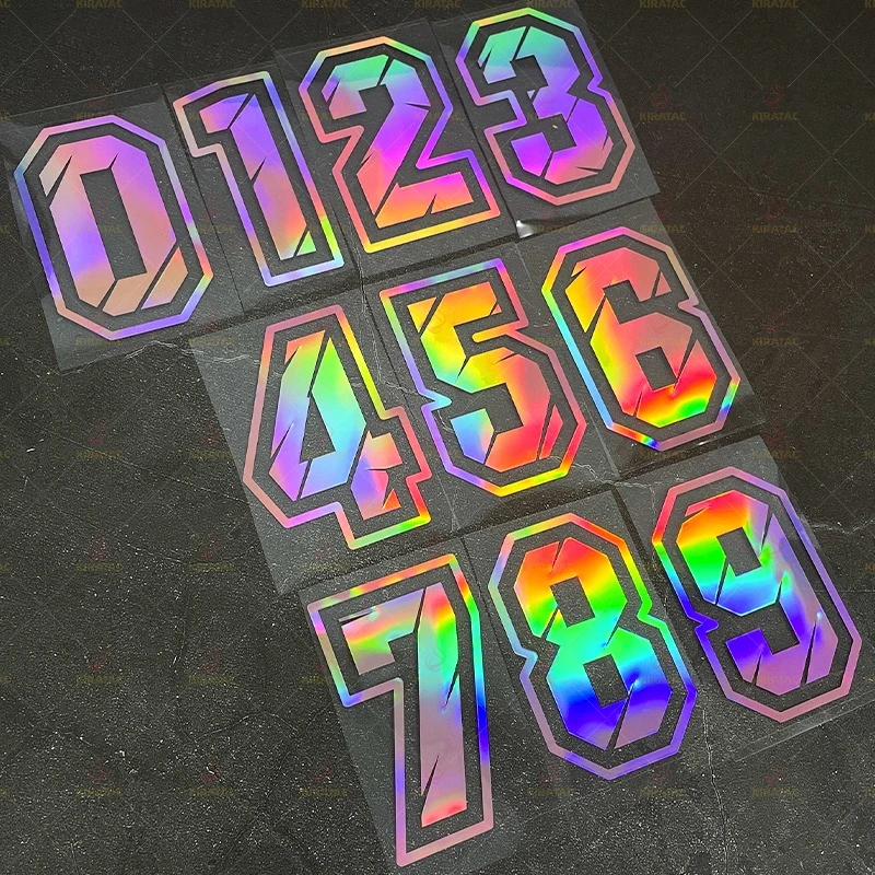 

1PC Laser Pink Motorcycle Number Stickers 0-9 Waterproof for Motorbike Helmet Fuel Tank Fender DIY Bicycle Scooter Vinyl Decals