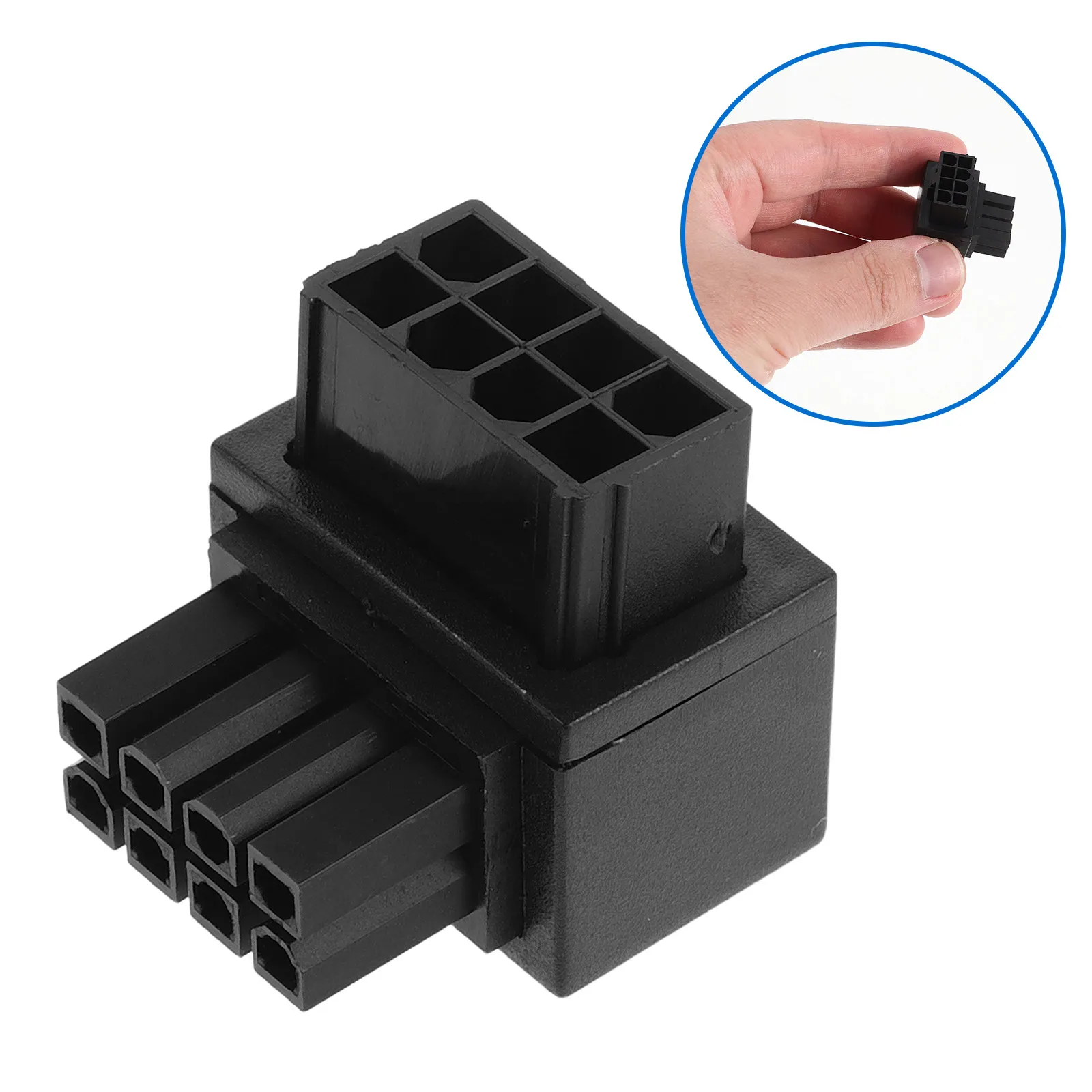 Male 8-Pin 90-Degree Angle Motherboard CPU Power Connector Adapter Black Plastic Power Cable Turn Connector for Pc Cable