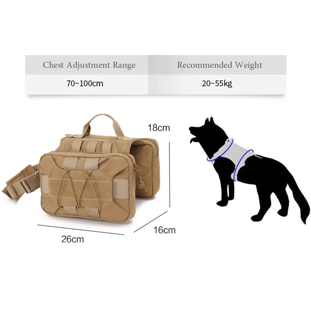 Dog Harness with Pockets for Large Dogs Leash 1000D Nylon Adjustable Military Pet Harness with Handle for Training Walking