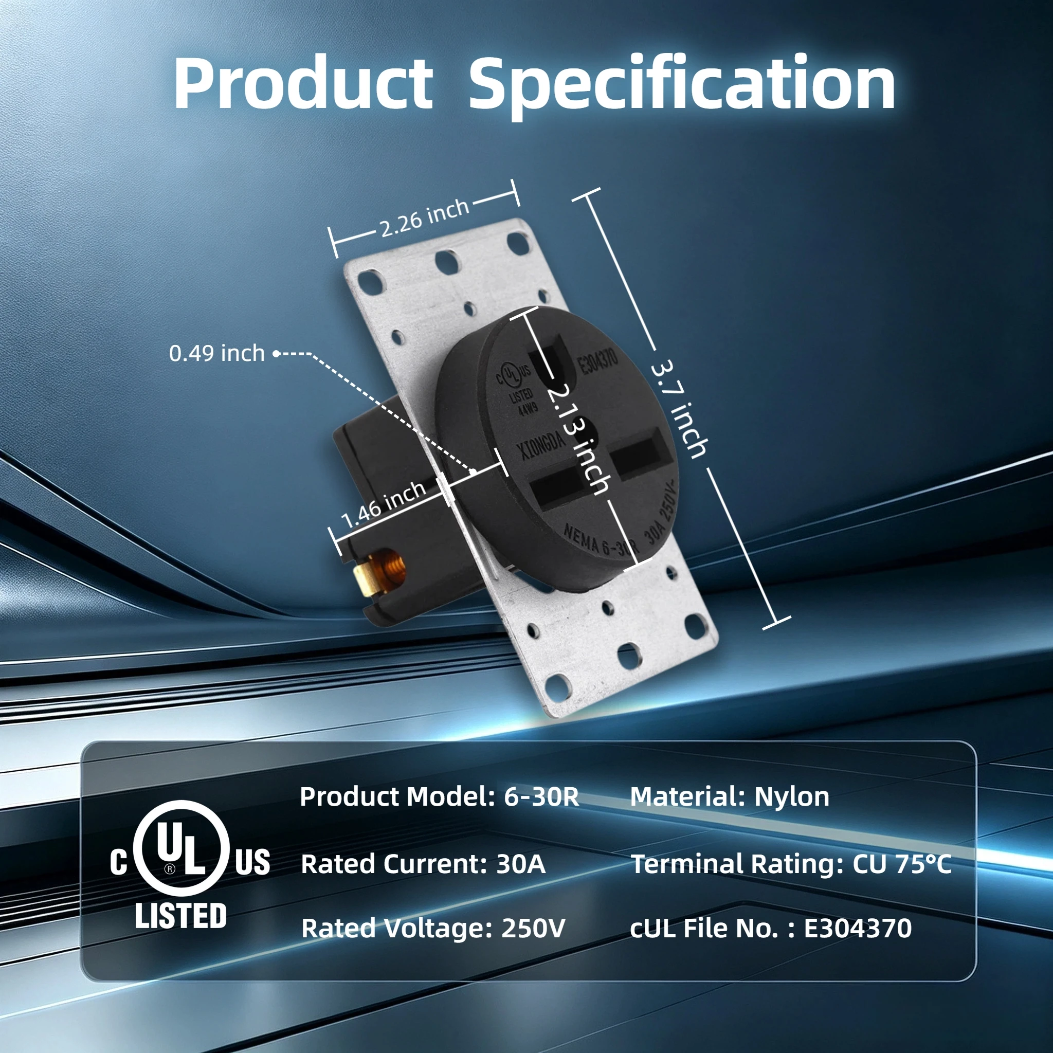 NEMA 6‑30R  Electrical Outlets USA 30 Amp 250V Straight Blade Industrial Grounding Receptacle Heavy‑Duty Socket For Ovens Welder