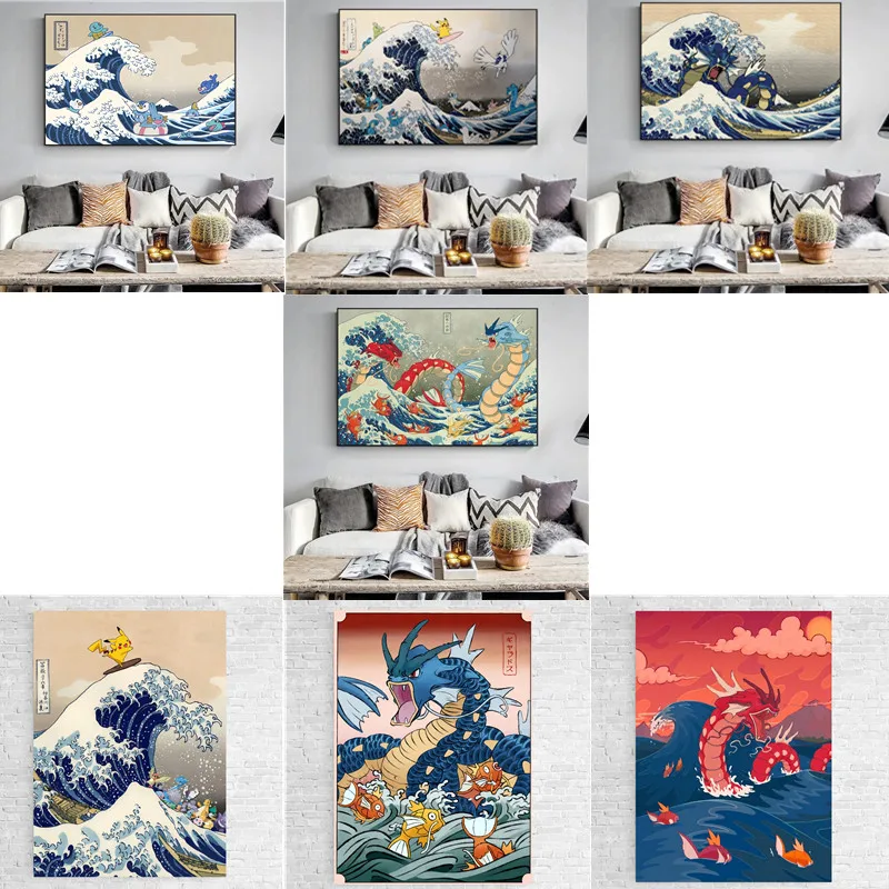 

Print on Canvas Pokemon Gyarados Wall Art Home Modern Living Room Friends Gifts Decoration Paintings Decorative Aesthetic Poster