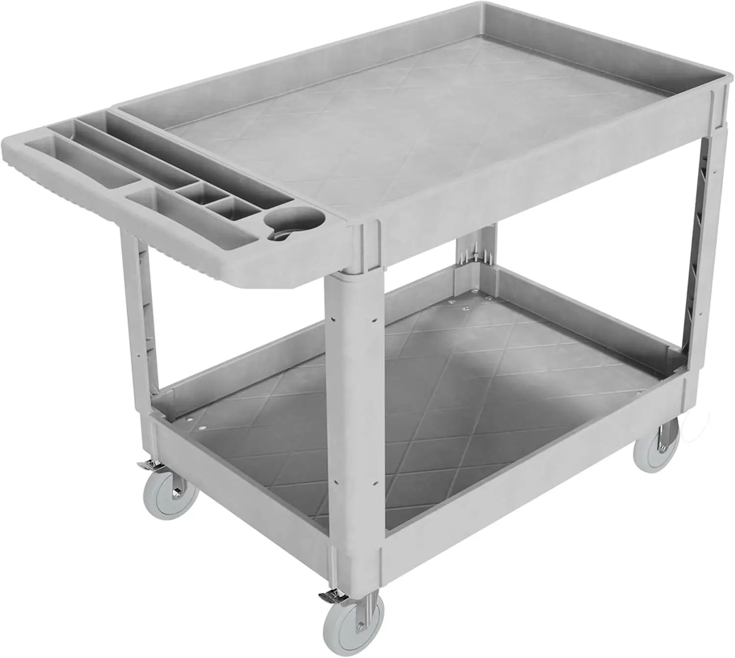 Heavy Duty Plastic Utility Cart with Wheels, Rolling Tool Cart on Wheels, Work Cart Service Cart for Garage, Warehouse, Workshop