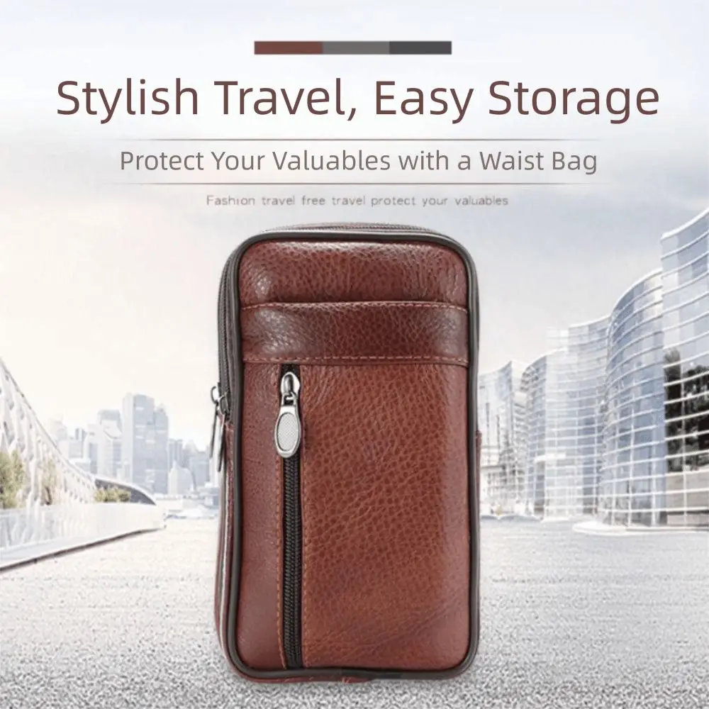 

Large Capacity Mobile Phone Pouch Case Leather Waterproof Phone Belt Clip Case Charming Multifunctional Phone Belt Hanging Pouch