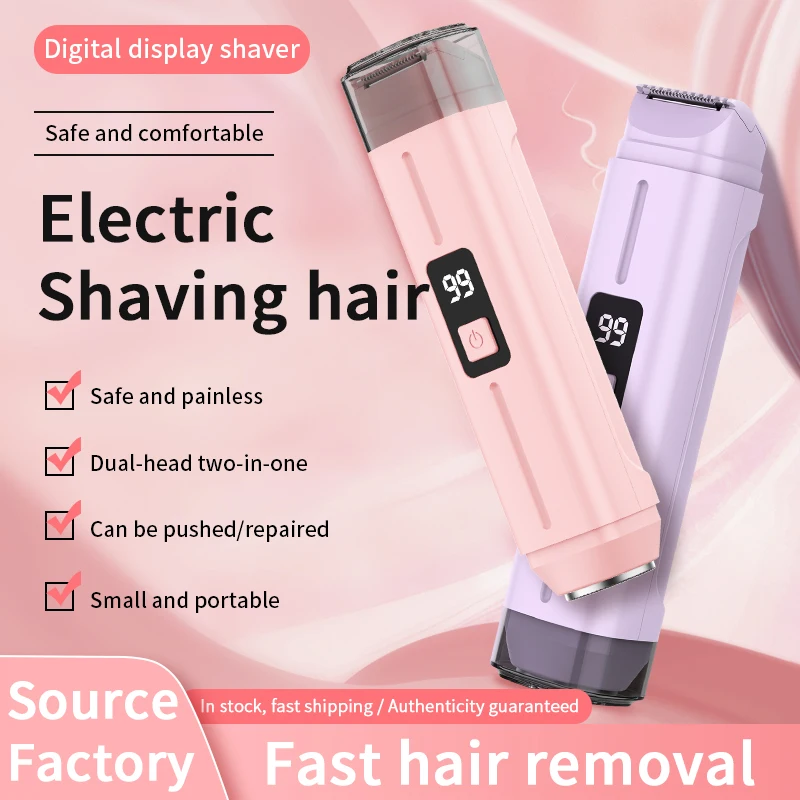 2 In 1 Electric Hair Shavr For Women Double Head Used Painless Body Hair Trimmer Rechargeable Underarm Mustache Bikini Leg Razor