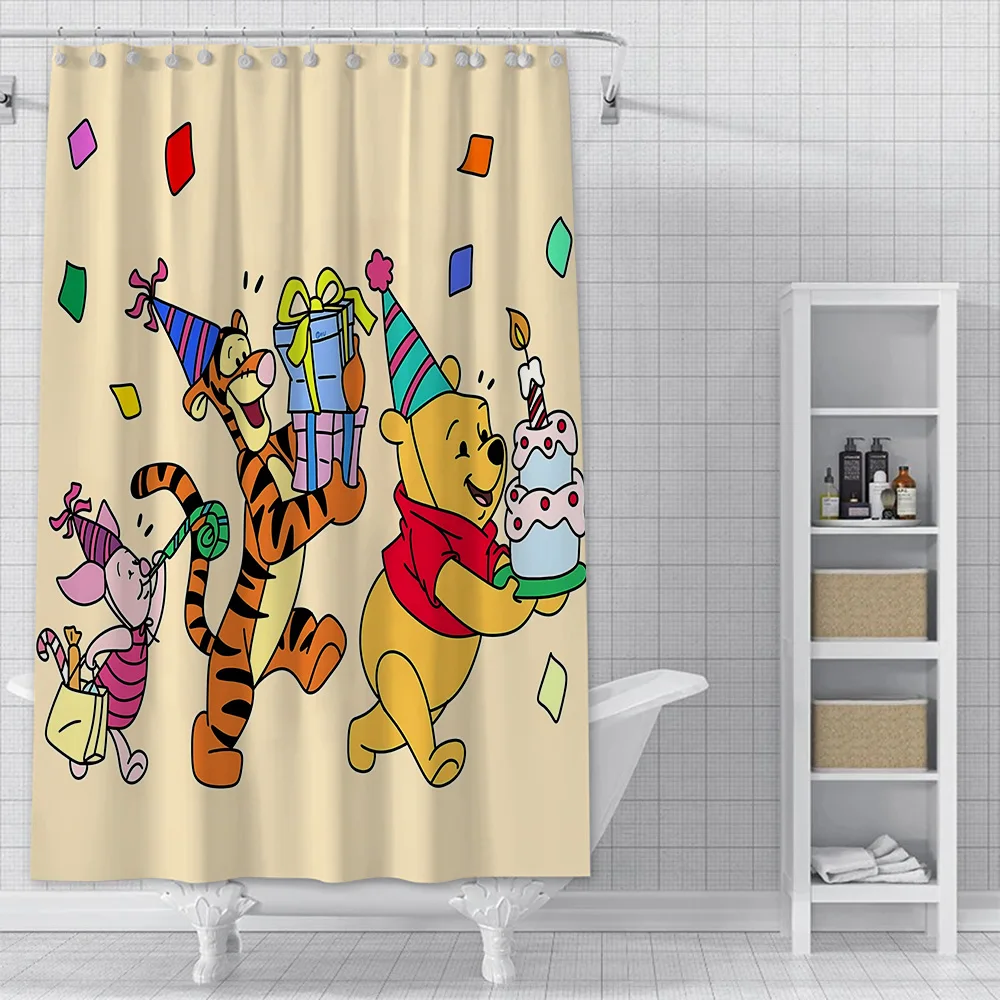 Cute Cartoon T-Tigger Shower Curtain Waterproof Polyester Fabric Paint Colorful Bath Curtains Home Bathroom Curtain With Hook