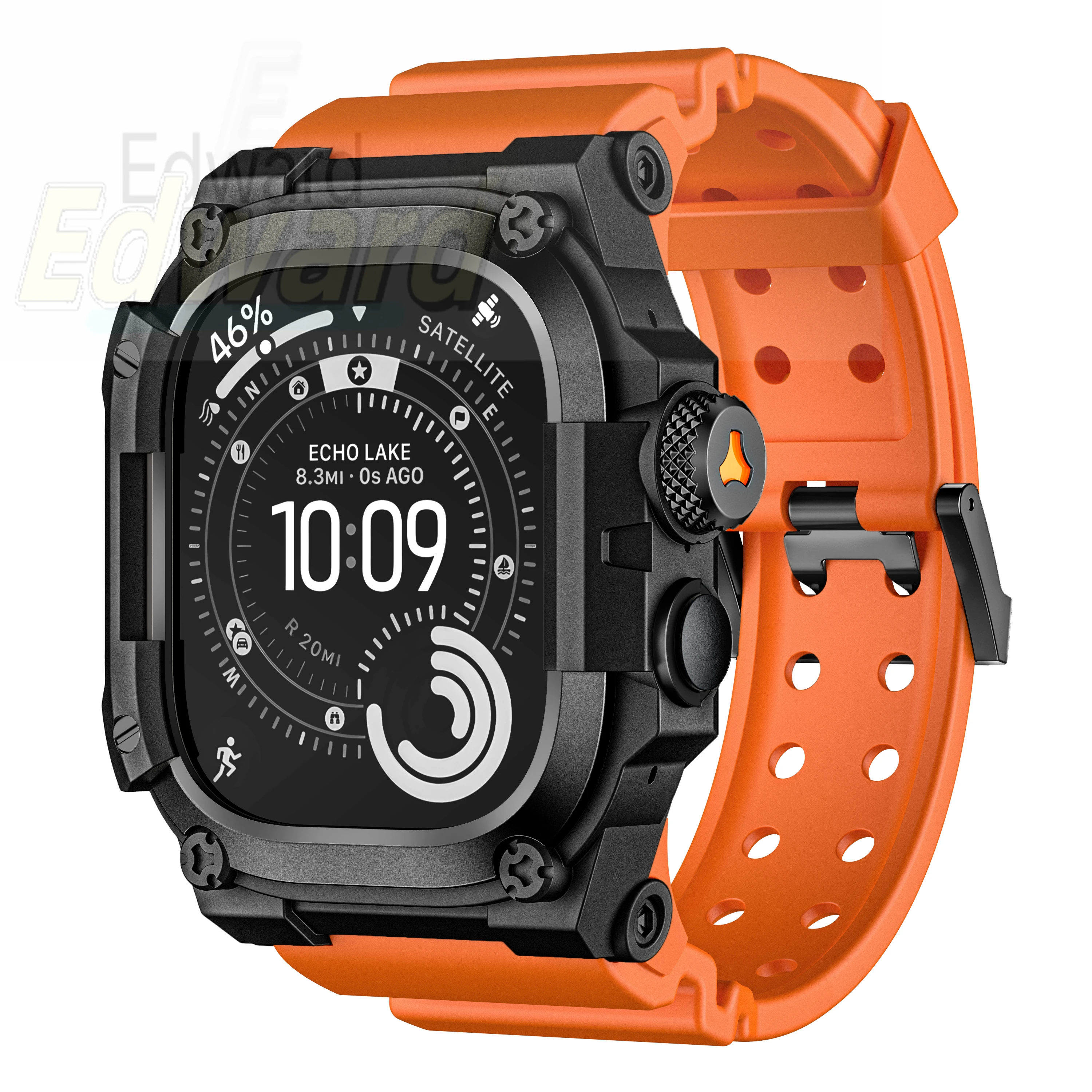 

2026 Универсальный защитный чехол для Apple Watch Ultra 3/2/1 49 мм, прочный металлический корпус, оригинальный защитный чехол, спортивный силиконовый ремешок