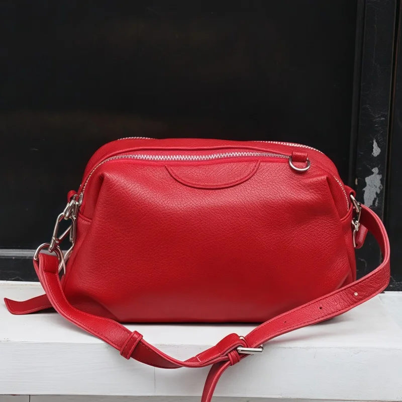 

2025 New Soft Leather Crossbody Bag Women Korean Style Cute Small Purse Genuine Leather Shoulder Bag Fashion Casual Handbag