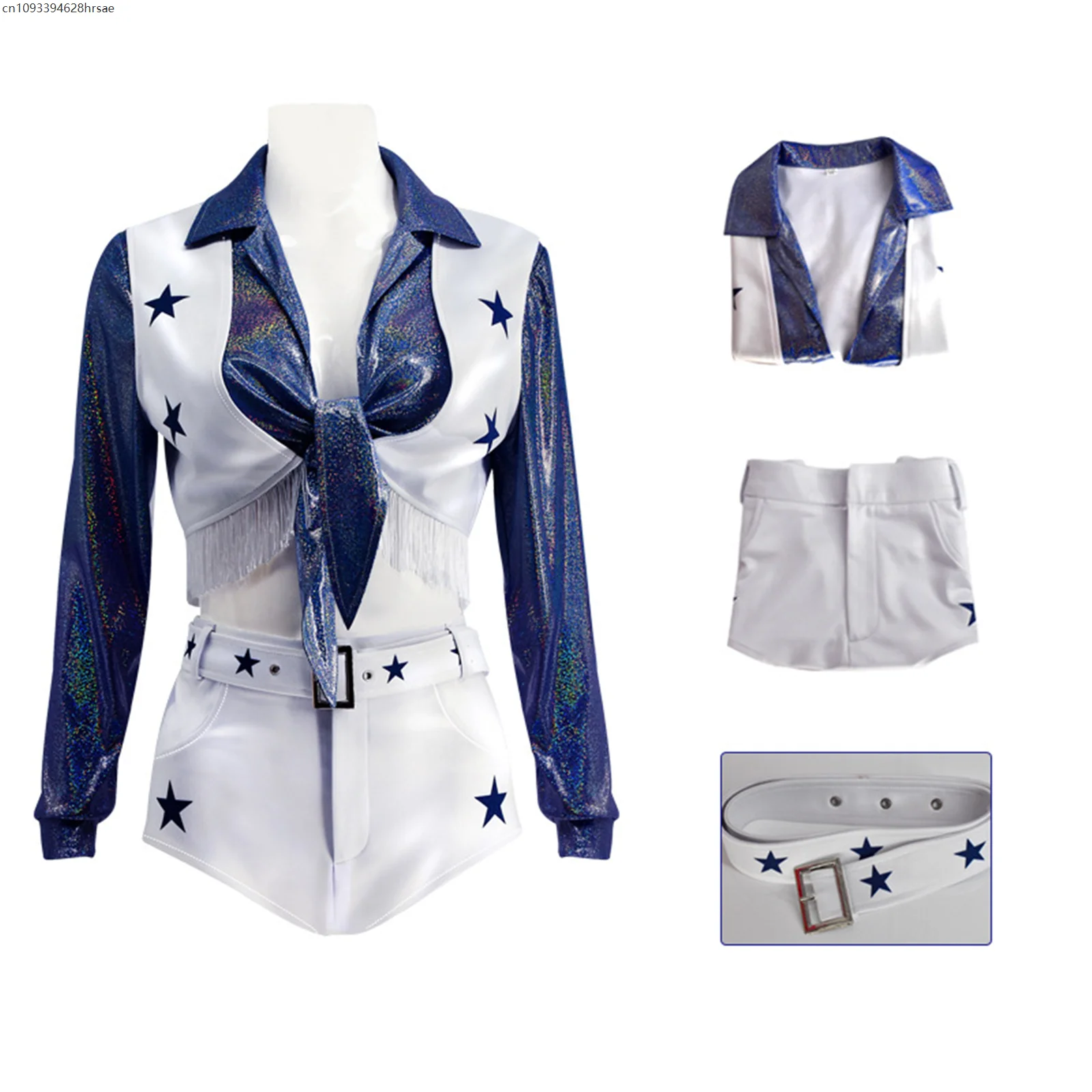 

Football Cheerleaders Girl Cosplay Costume Sexy Women Jacket Shorts Suit with Belt Halloween Party Stage Performance Outfit