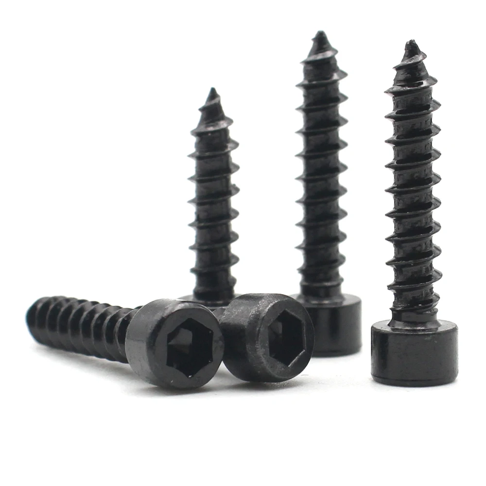 10-50 Uds Grade8.8 acero al carbono negro M1.7 M2 M2.2 M2.3 M2.5 M2.6 M3 M3.5 M4 M5 cabeza hueca hexagonal tornillos modelo autorroscantes