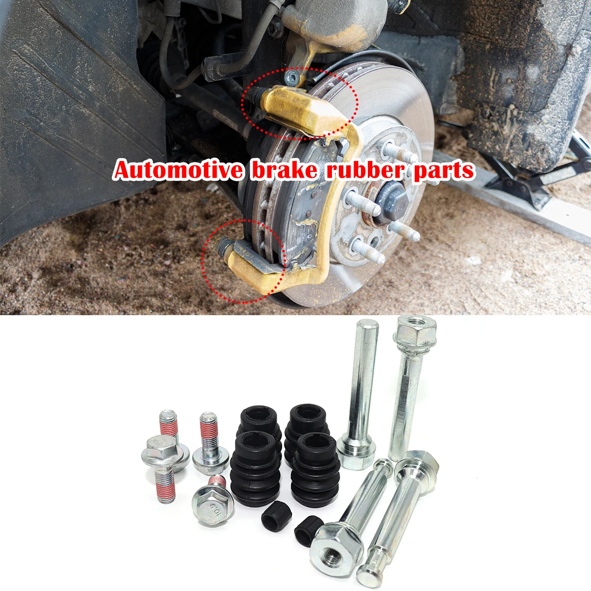 For HYUNDAI SANTE I20 I40 KIA SOUL Car Disc brake housing bolts Brake caliper slider pin kit Rubber bushing cylinder repair kit