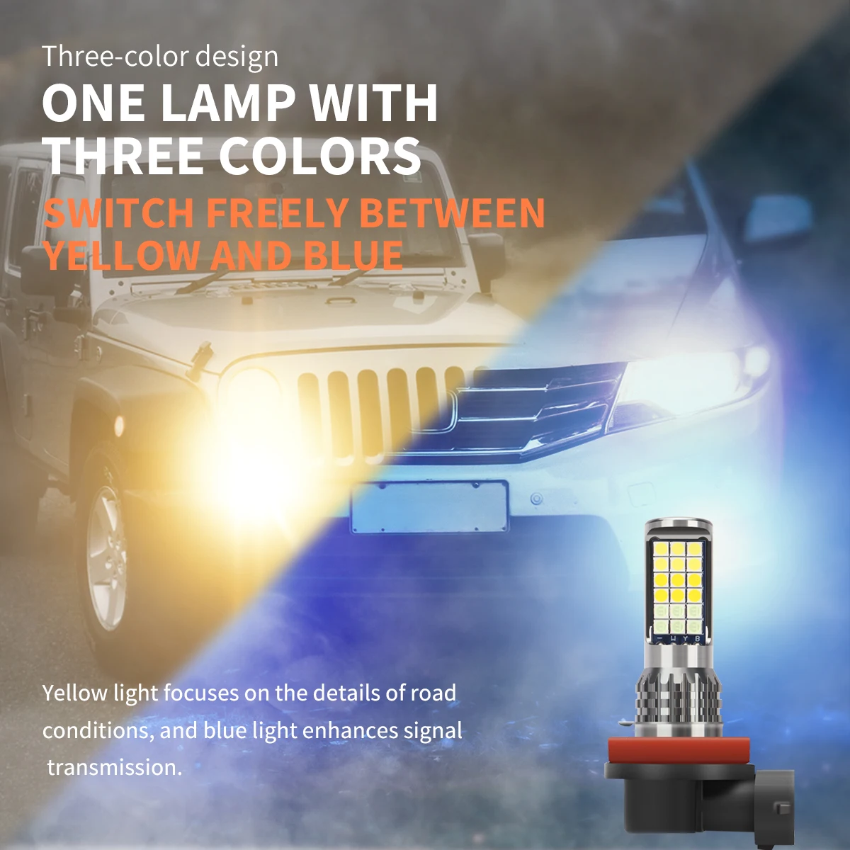 

KEVANLY 2 шт. H11 36SMD 12-36 В светодиодные противотуманные фары белый желтый ледяной синий три режима преобразования фары лампы для ходовых огней