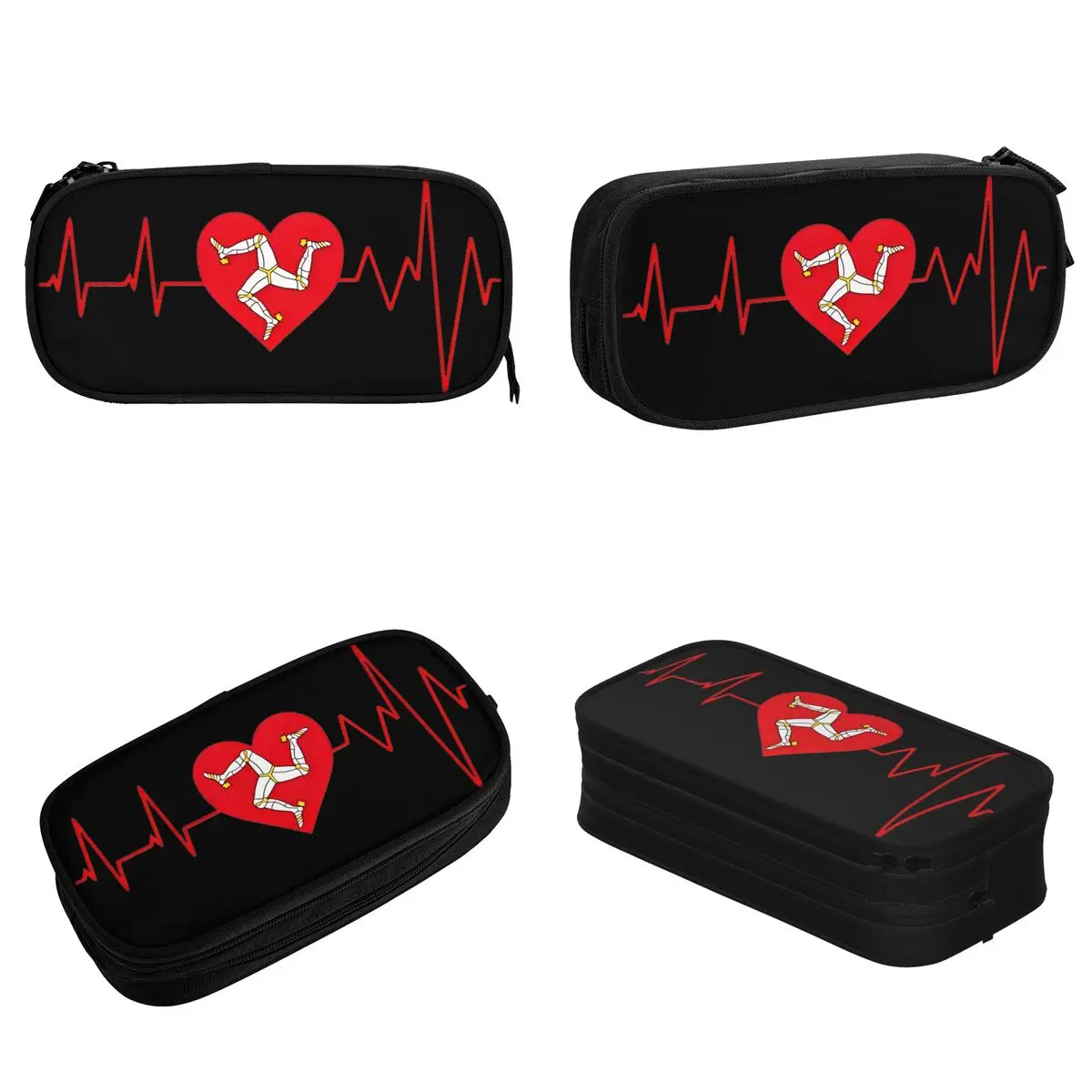 TT Isle Of Man Heartbeat Pencil Case Racing Motorcycle Pen Box Bag Student Large Storage Students School Gifts Pencilcases