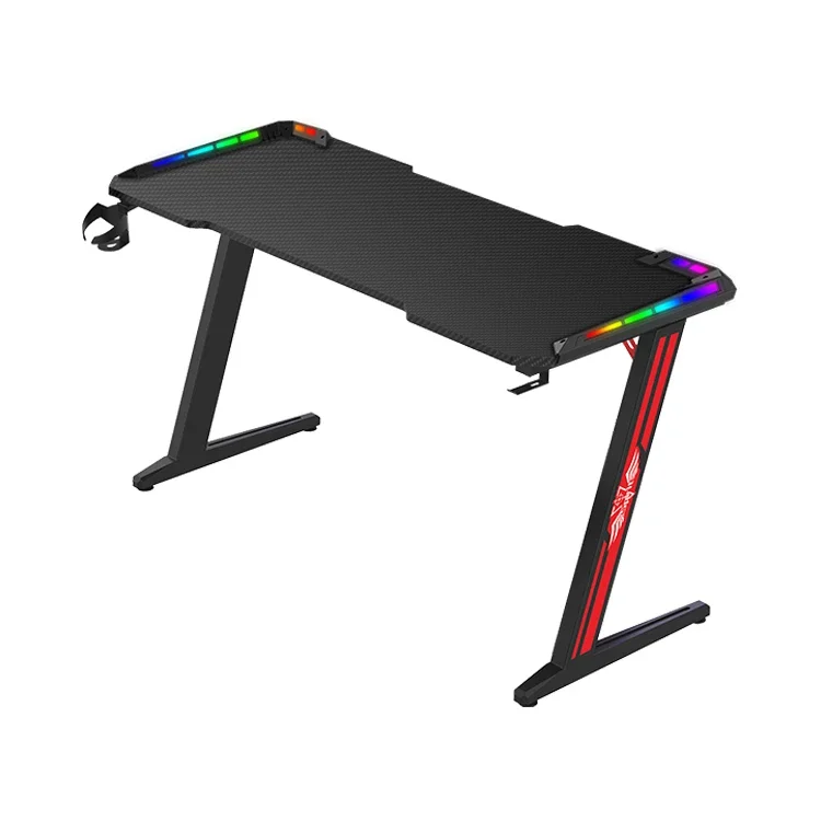 

A RGB E-sports Gaming Table PC Gaming Desk With Led Light 55.1" Ergonomic Computer Gamer Desk