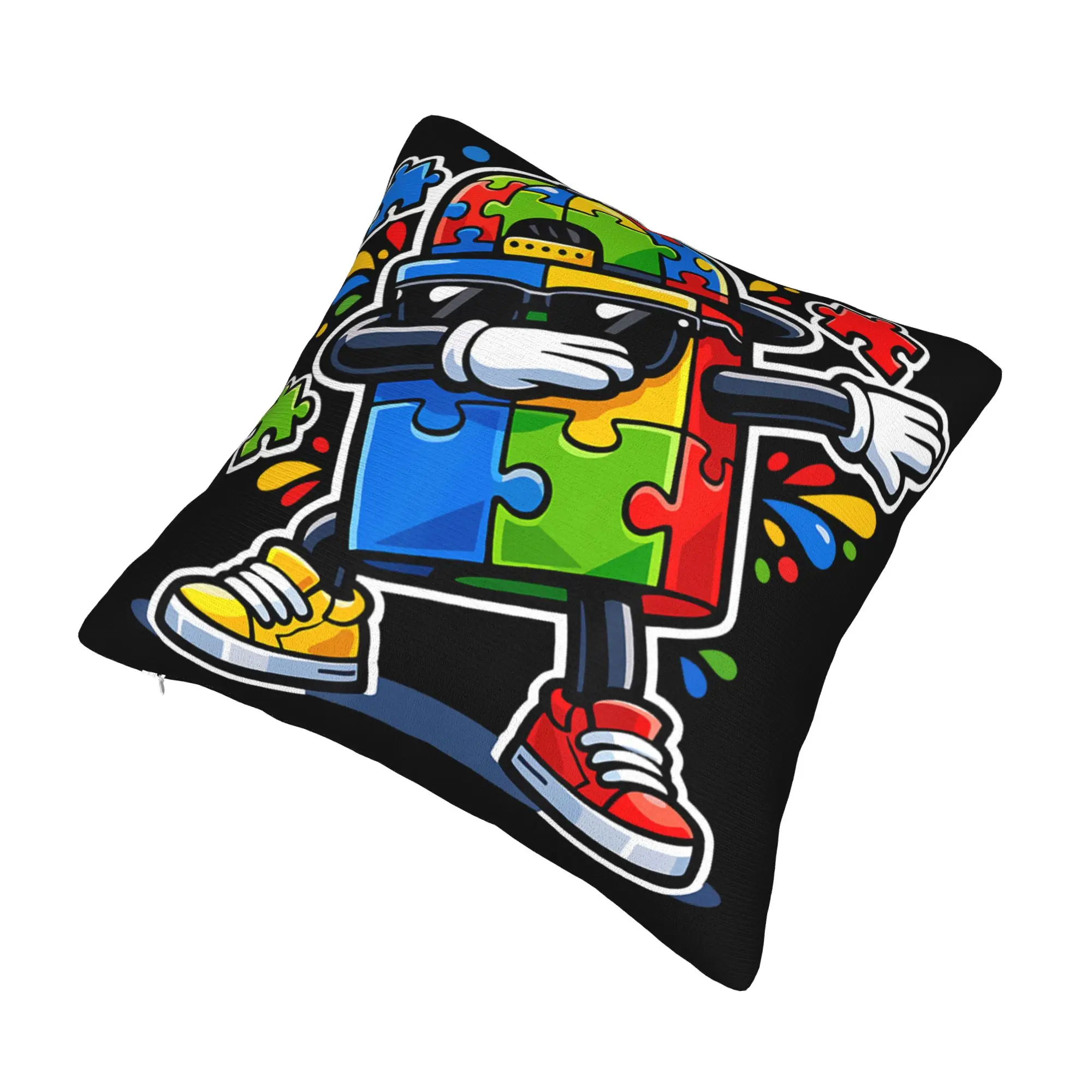 Dabbing Puzzle Autism Awareness Pillowcases Product Soft Cushion Cover Decor  Pillow Case Cover Seater Multi Size